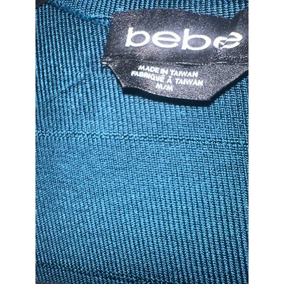 Bebe Women's Bandage Bodycon Dress Medium Long Sleeve Cutout Mini Teal Blue - Picture 5 of 16